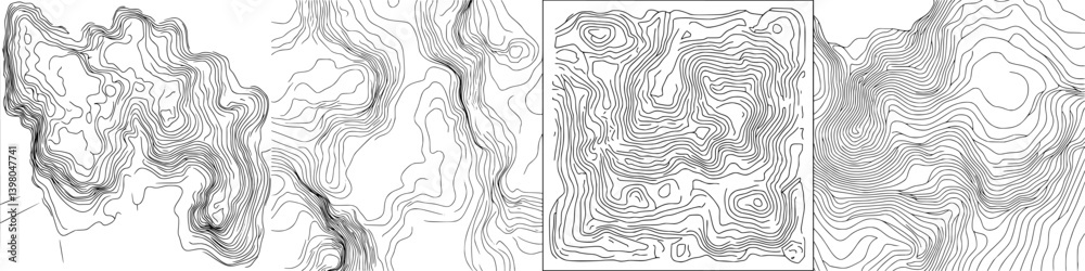 Intricate vector hand drawn lines depict abstract organic shapes and patterns reminiscent of natural landscapes and flowing forms Intricate vector hand drawn lines depict abstract organic shapes and patterns reminiscent of natural landscapes and flowing forms