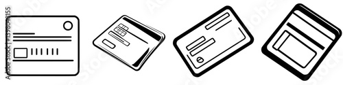 Vector hand-drawn credit cards in various designs illustrating modern payment methods and financial transactions
