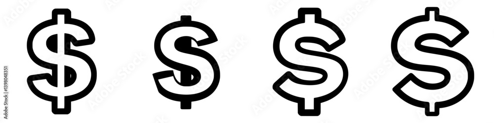 Vector hand-drawn dollar signs in various styles representing currency and finance concepts Vector hand-drawn dollar signs in various styles representing currency and finance concepts