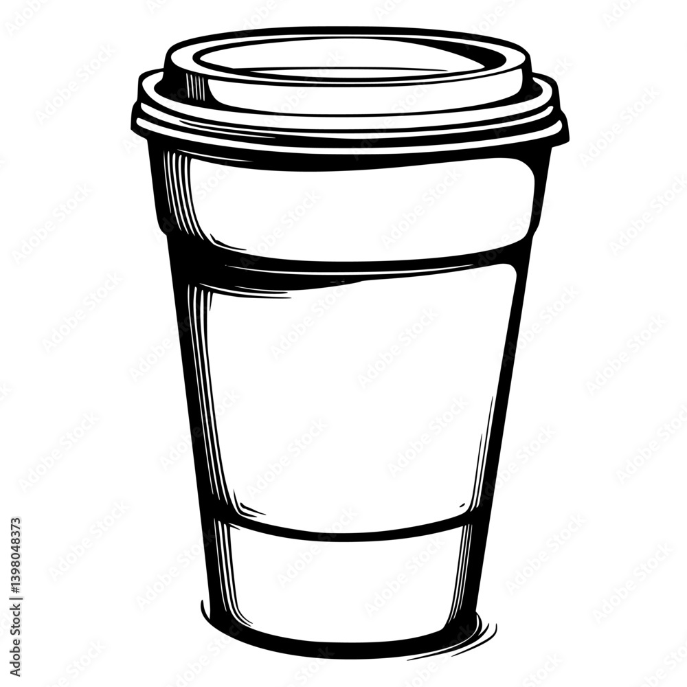 Simple vector hand-drawn coffee cup design showcasing freshness and style Simple vector hand-drawn coffee cup design showcasing freshness and style