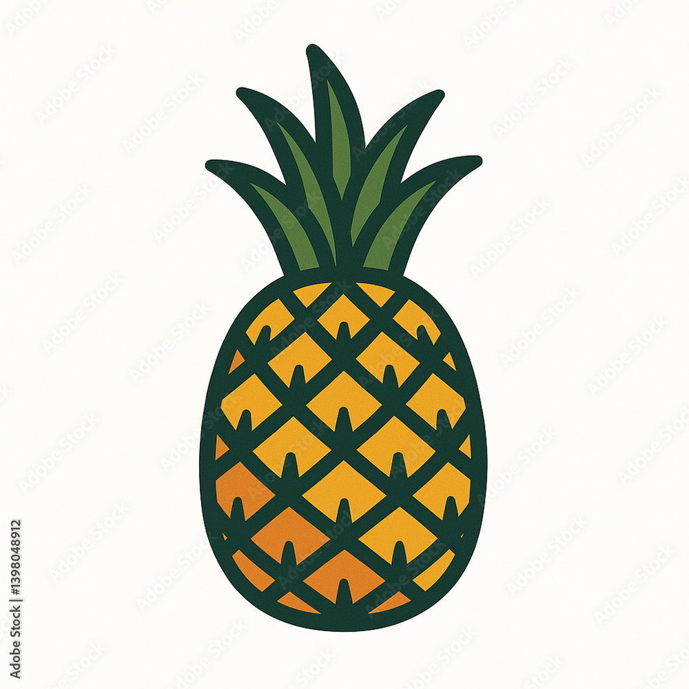 Obraz premium Pineapple Vector Illustration in Flat Style
