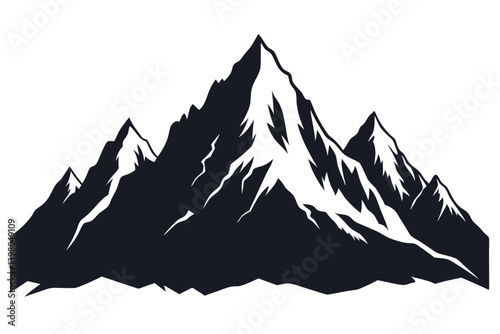 himalayan mountains vector art illustration 