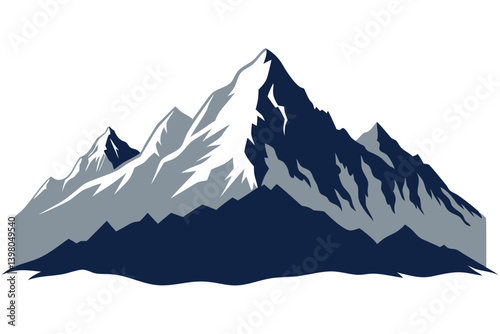 himalayan mountains vector art illustration 