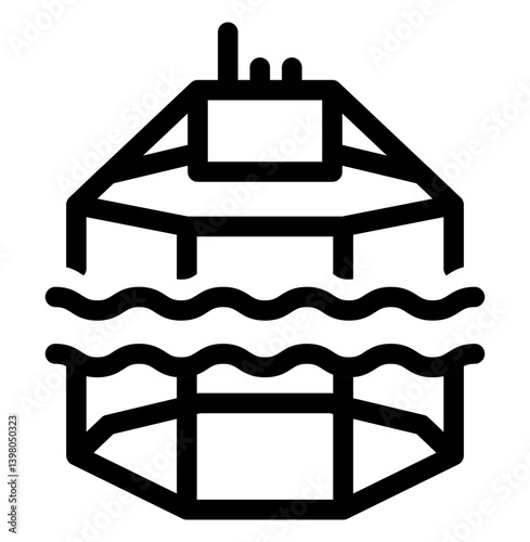 icon of an ocean fish farm platform used for sustainable salmon or seafood cultivation.
