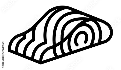 icon of salmon fillet slice ideal for BBQ grilling or seafood meal illustrations.