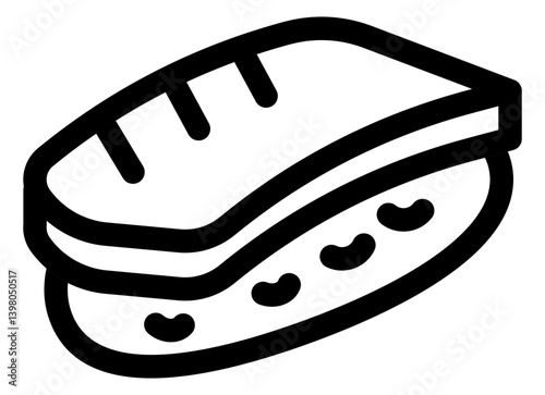 icon of salmon nigiri sushi representing Japanese cuisine or fresh seafood served with rice.