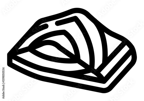 icon of a salmon sashimi slice commonly served raw in Japanese or fusion cuisine.