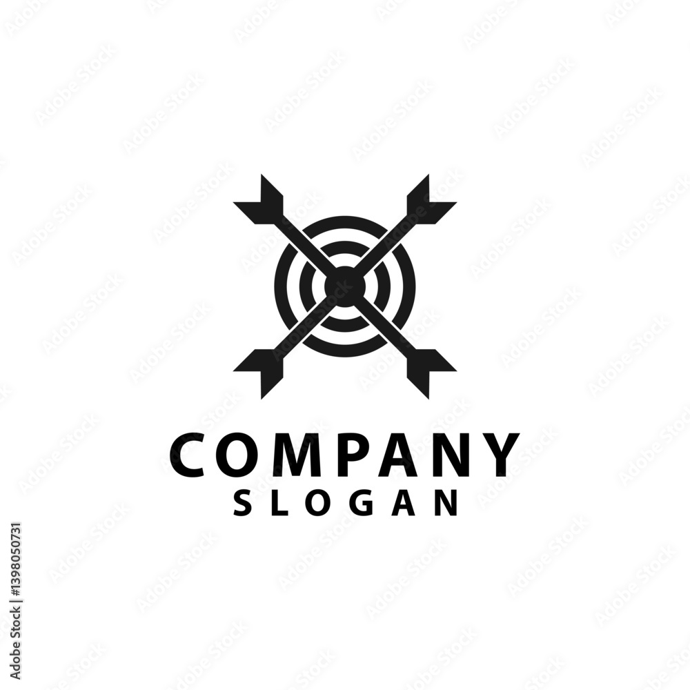 Abstract Black And White Target With Arrows Logo Abstract Black And White Target With Arrows Logo