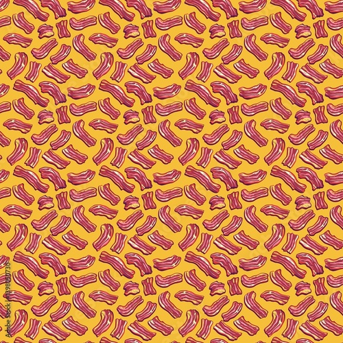 Vibrant Bacon Pattern On Yellow Background