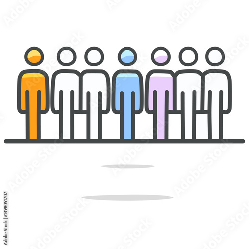 business people icons. Family members lined up in a vertical line to guide the group. Leader sign.