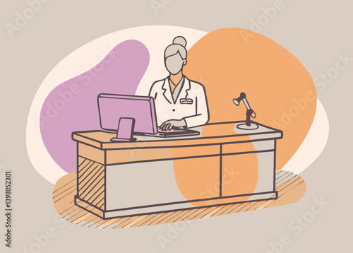 Receptionist at Work. A Professional Woman at the Front Desk