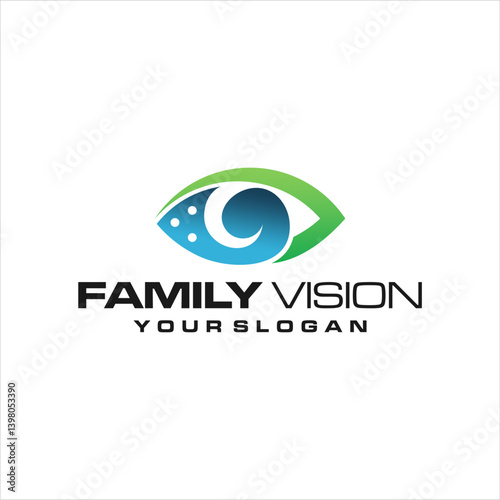 Abstract Blue And Green Eye Logo Design For Family Vision