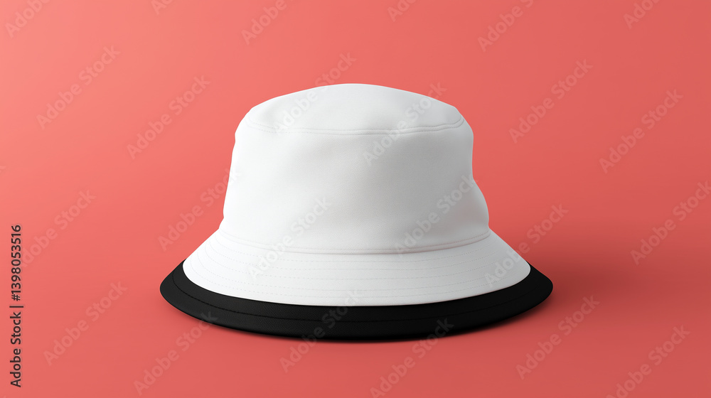Minimal Bucket Hat Design Mockup in Black and White, Front-Facing Minimal Bucket Hat Design Mockup in Black and White, Front-Facing