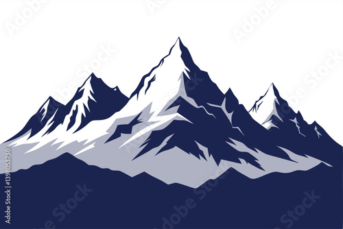 himalayan mountains vector art illustration 
