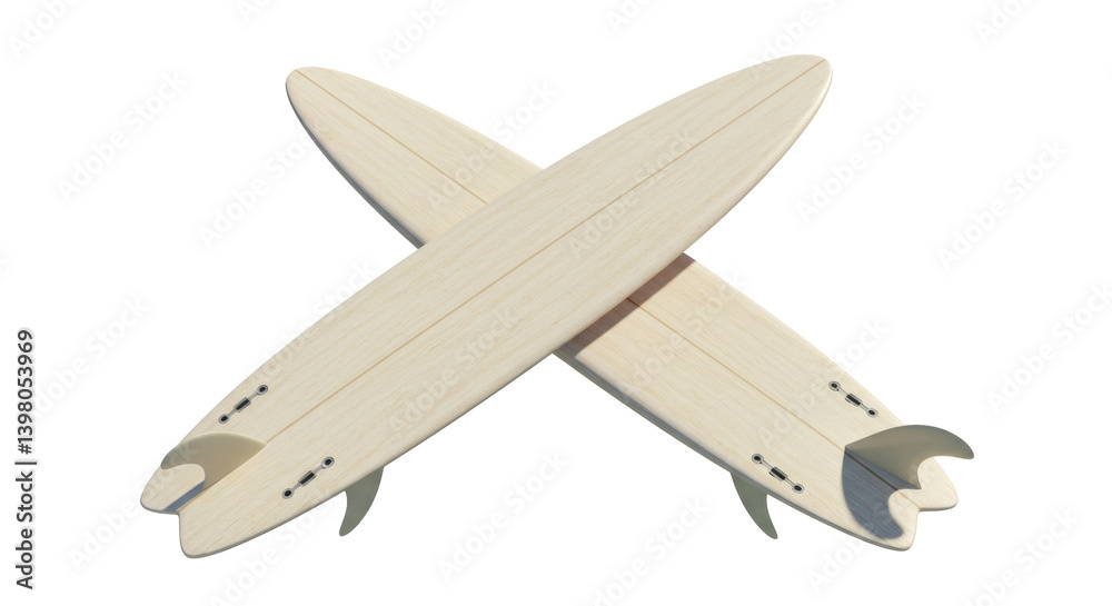 Obraz premium Isolated Two Surfboards Crossed