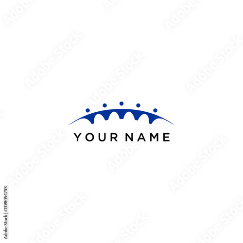 Abstract Blue Bridge Unity Logo Design