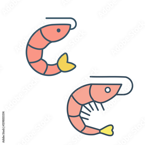 Shrimp fish vector. Shrimp sea Caridea. 