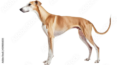 Alert Greyhound Dog Standing: Professional Isolated Image to Capture Attention and Elegance