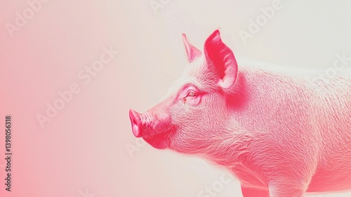 Obraz na płótnie Pink Pig Against Bright Background with Soft Lighting w salonie