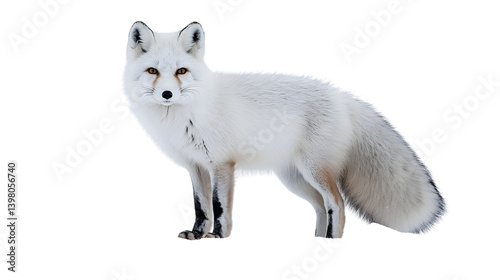 Majestic Arctic Fox Vulpes Lagopus in White Isolation - Professional Wildlife Photography