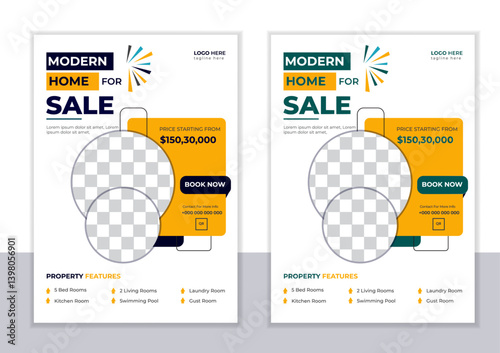 Modern real estate  Flyer Design – A sleek and editable template for advertising houses or apartments for rent. Suitable for real estate agents, landlords, or housing agencies. Easy to customize