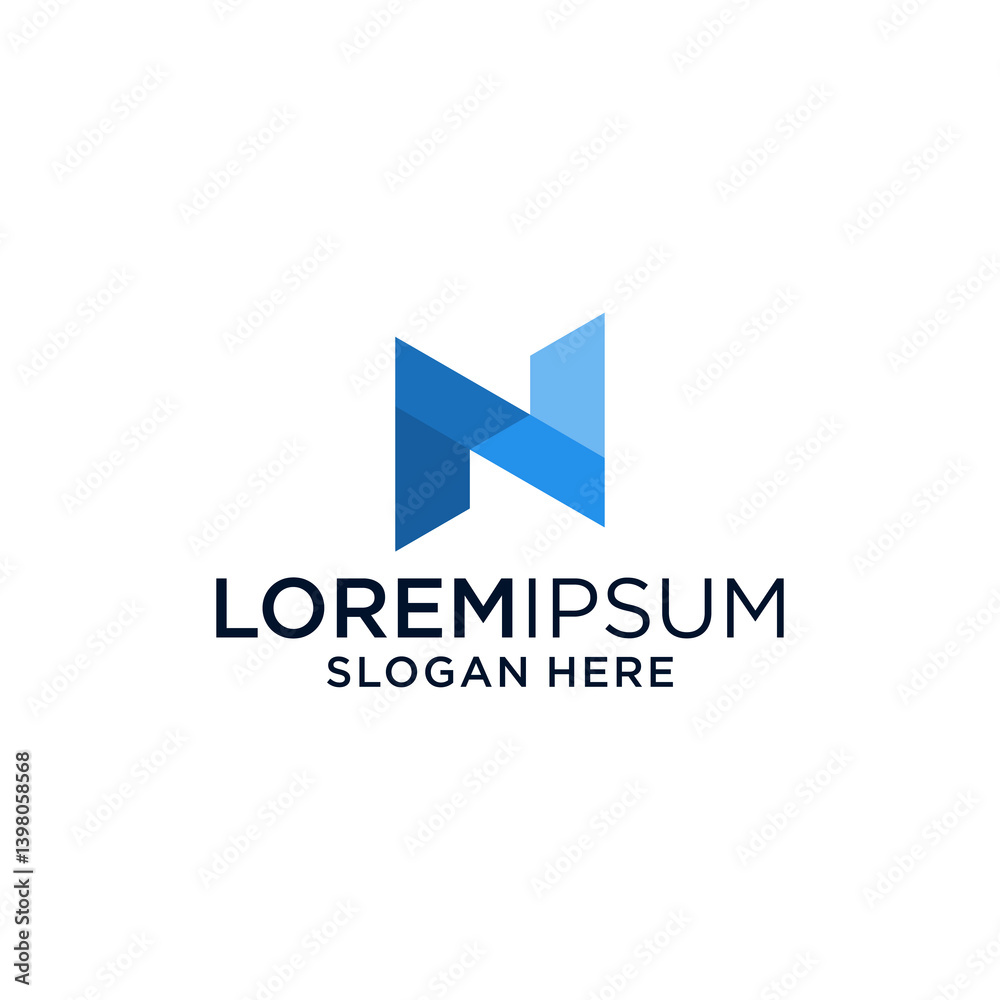 Abstract Blue Geometric N Letter Logo Design Abstract Blue Geometric N Letter Logo Design