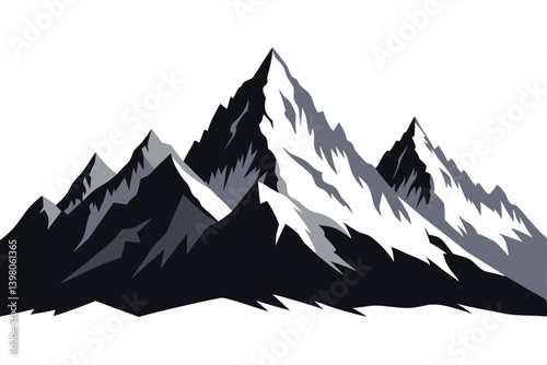 himalayan mountains vector art illustration 