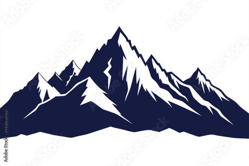 himalayan mountains vector art illustration 