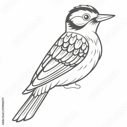 Red-Cockaded Woodpecker Line Art Illustration