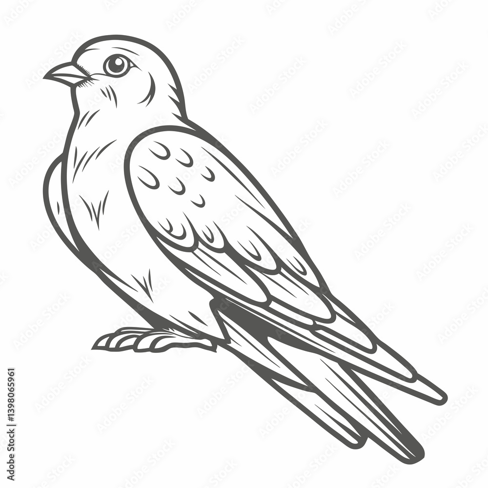 Fototapeta premium Purple Martin Bird Line Art Illustration