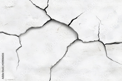 Obraz na płótnie A Cracked white wall surface with visible fissures and texture, creating distressed appearance that evokes sense of age and wear. This pattern can be used in various design projects w salonie