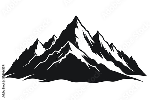himalayan mountains vector art illustration 
