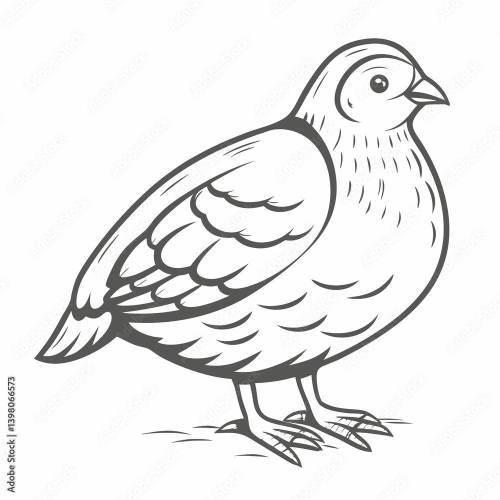 Fototapeta premium Partridge Outline Illustration, Bird Vector Art