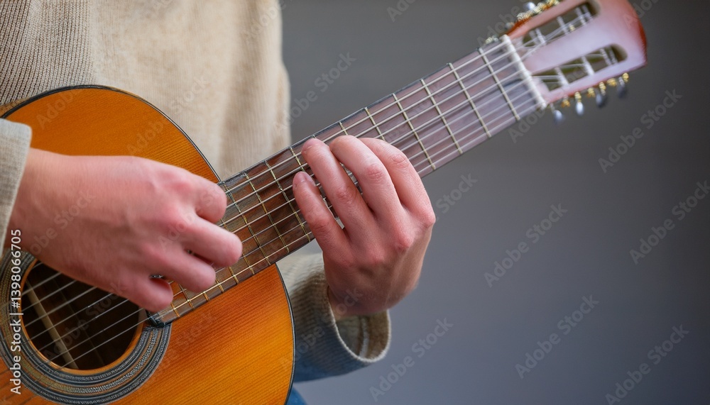 Fototapeta premium Fingers playing a guitar strings