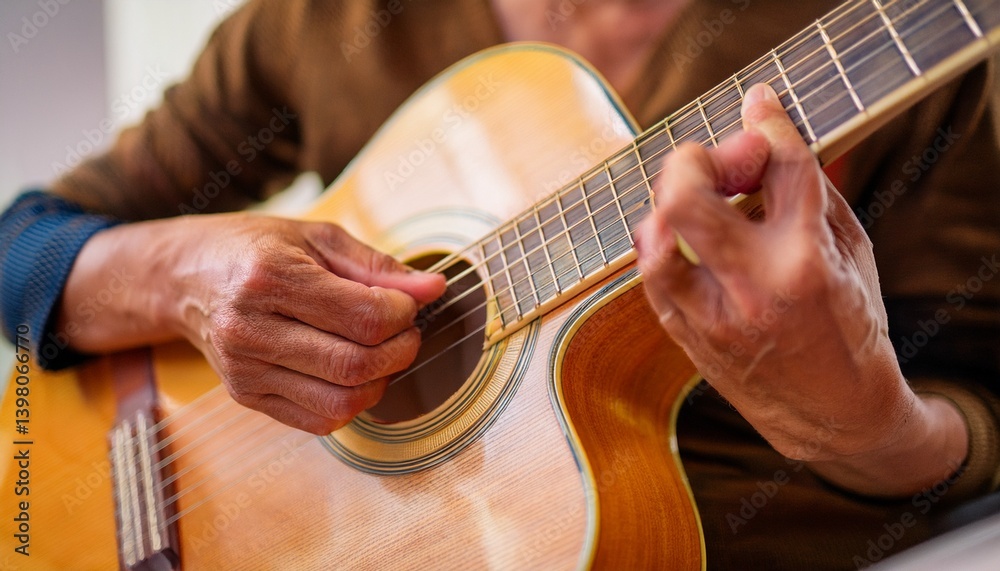 Fototapeta premium Fingers playing a guitar strings