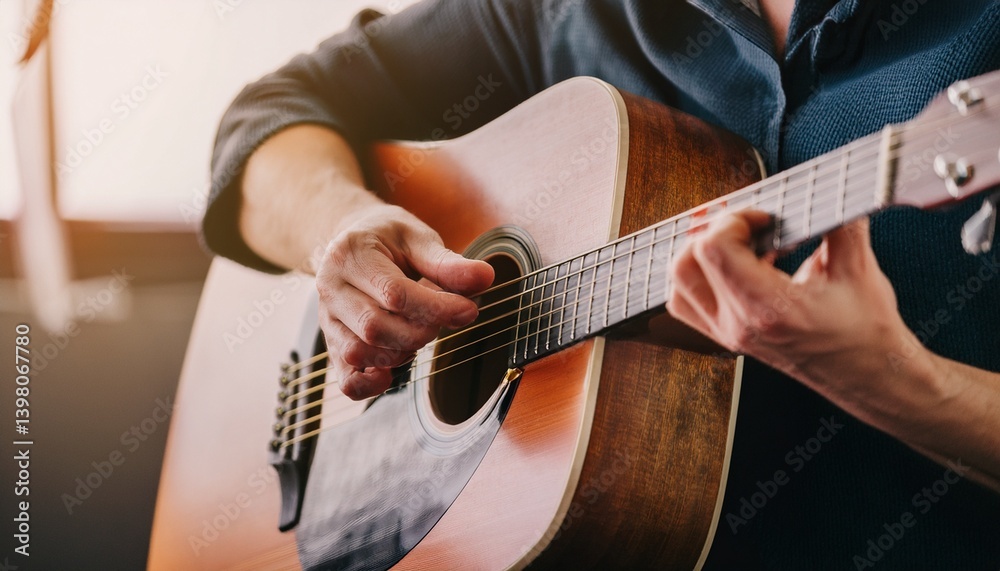 Fototapeta premium Fingers playing a guitar strings