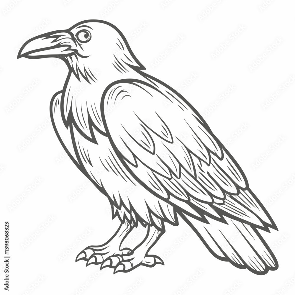 Fototapeta premium Detailed Line Art of a Bird of Prey