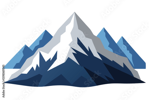 himalayan mountains vector art illustration 