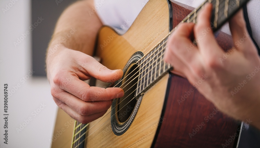 Fototapeta premium Fingers playing a guitar strings