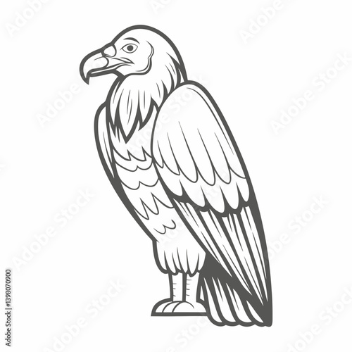 Obraz na plátně Egyptian Vulture Line Art Illustration