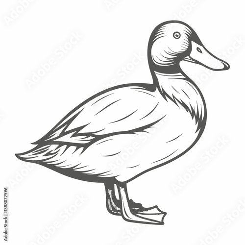 Detailed Canvasback Duck Line Art Illustration