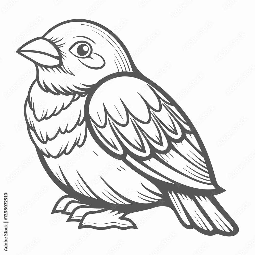 Fototapeta premium Bobolink Bird Line Art Illustration Vector