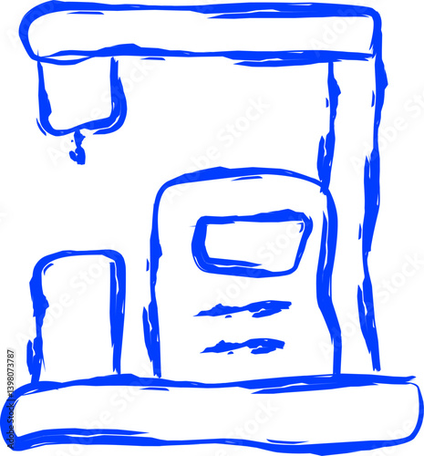 machine robot icon in doodle style