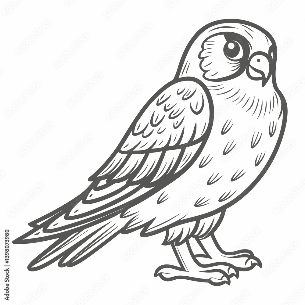 Fototapeta premium American Kestrel Line Art Illustration Vector