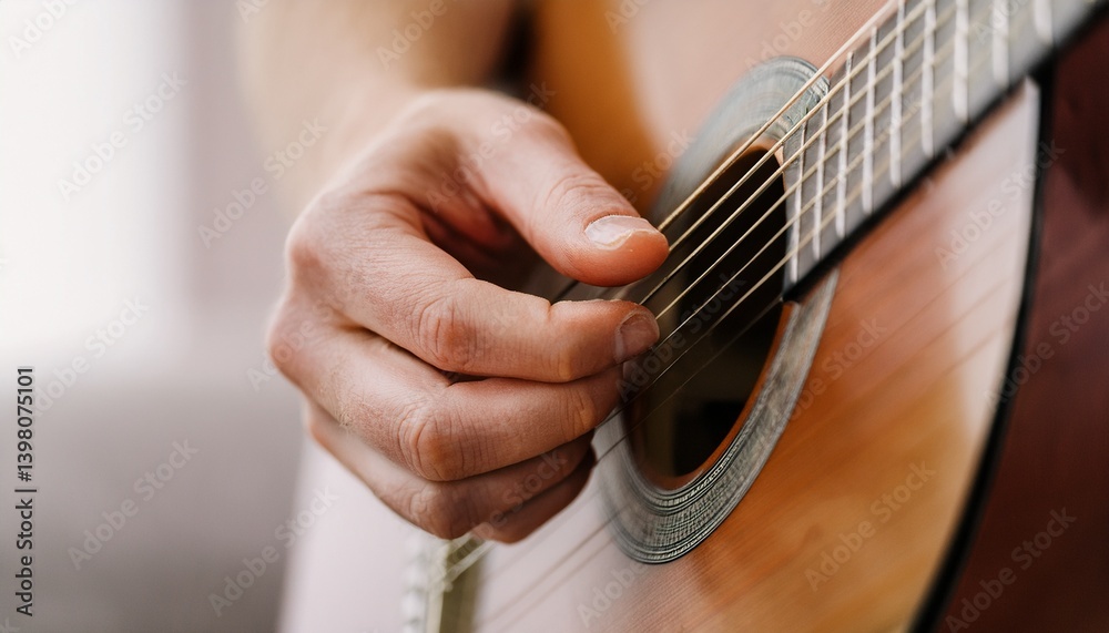 Fototapeta premium Fingers playing a guitar strings
