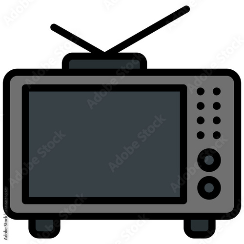 Television Outline Flat Design Icon, Outline Flat Design Icon Symbol