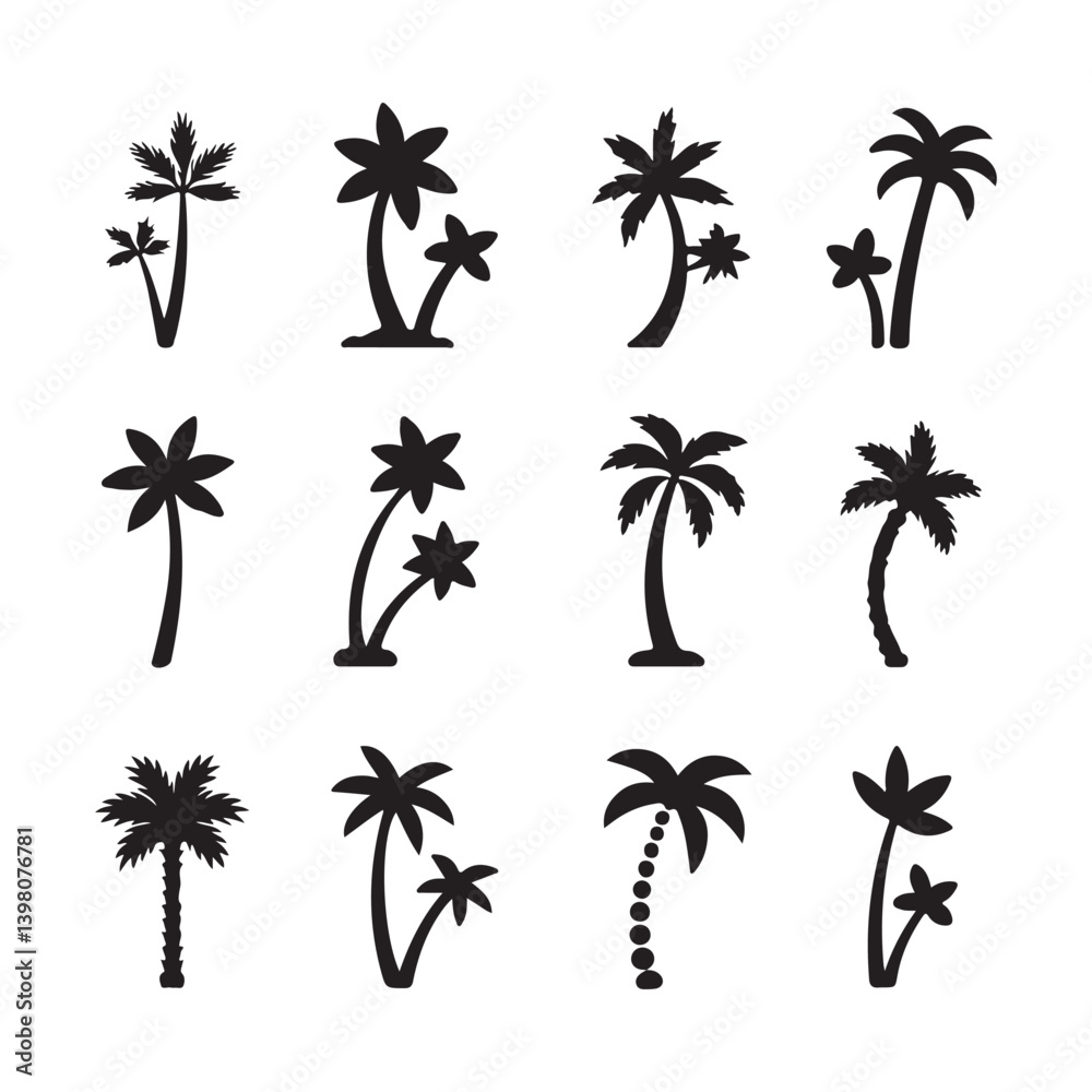 Fototapeta premium Natural Palm Tree Illustrations in Various Shapes and Forms