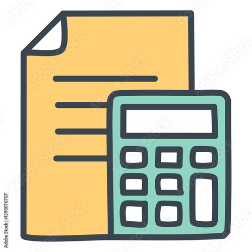 Money document and calculator outline 