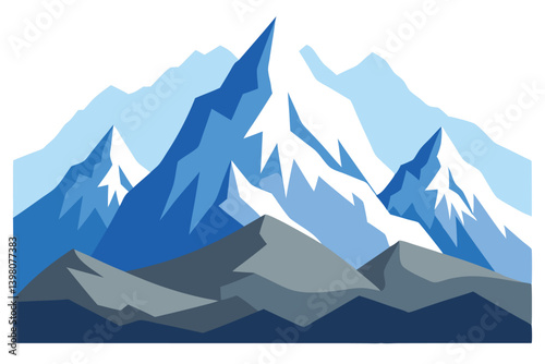 himalayan mountains vector art illustration 