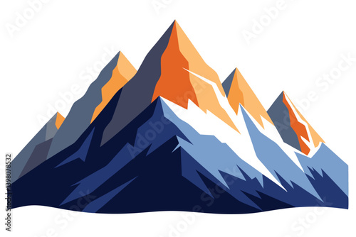 himalayan mountains vector art illustration 
